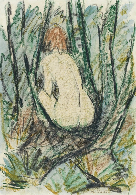 Sitzender Rückenakt im Wald by Отто Мюллер — digital art print download
