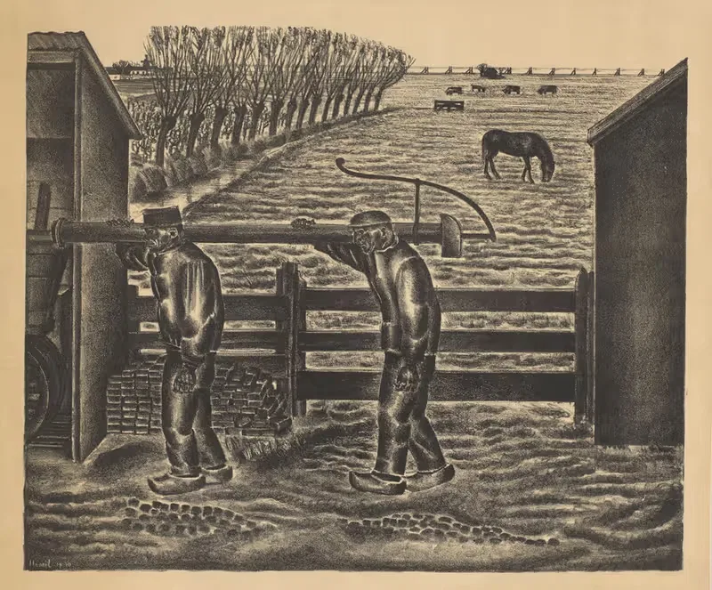 Twee boeren in een landschap — Henk Henriët