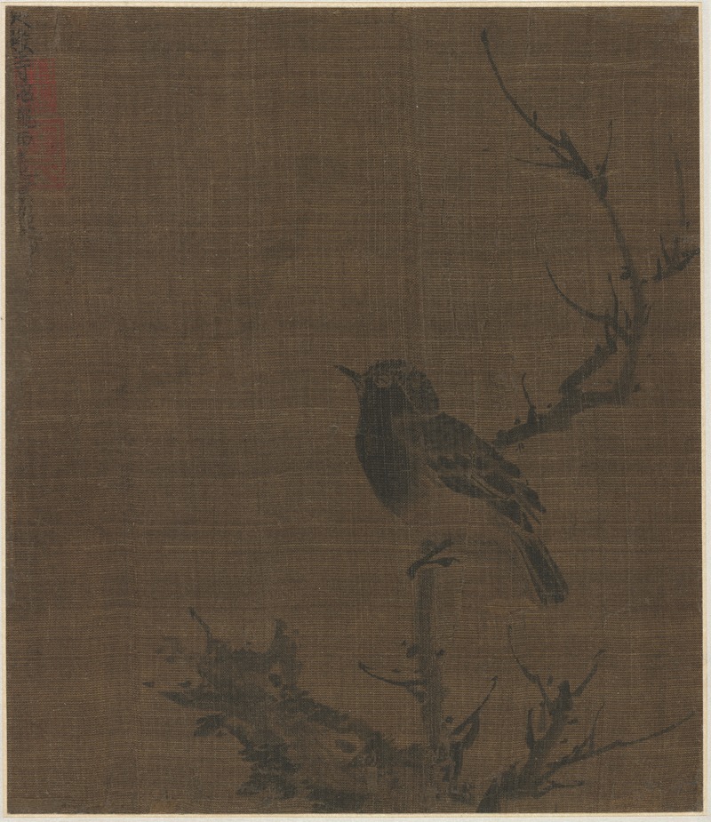 Sleeping Bird on a Prunus Branch by Bian Wenjin — digital art print download