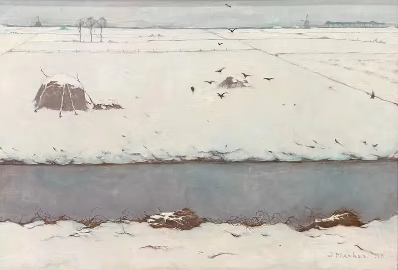 Снежный пейзаж с каналом by Ян Манкес, 1913 — digital art print download