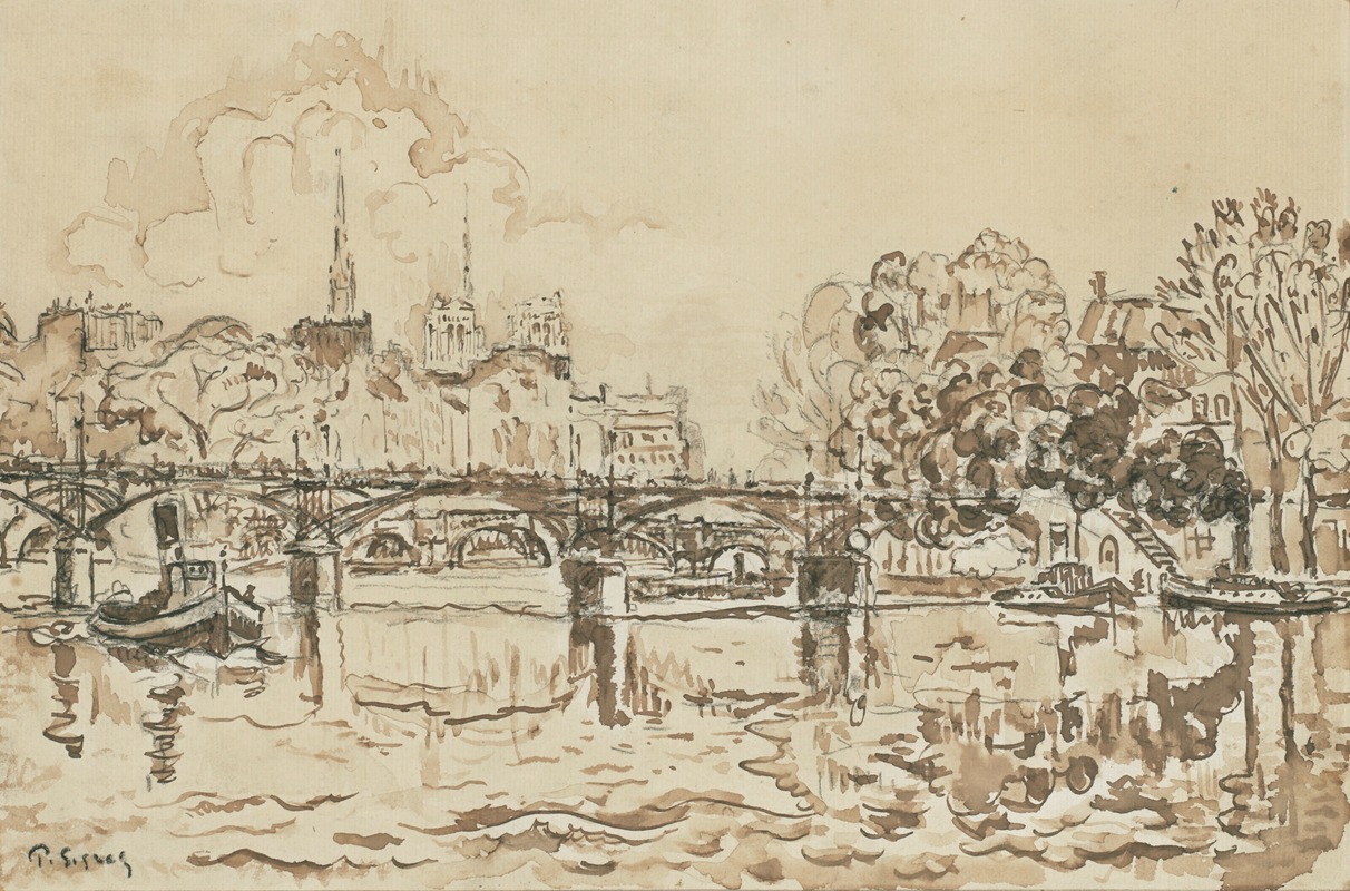 Paris. La passerelle des Arts by Поль Синьяк — digital art print download