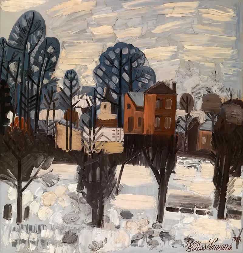 Snowy Landscape by Jean Brusselmans, 1938 — digital art print download