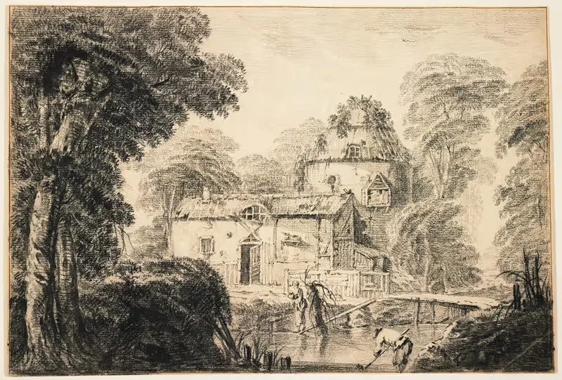 Landscape with a Cottage and Peasants — Jean-Baptiste Pillement