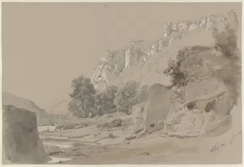 Река Нера у Нарни by Пьер Луи Дюбурк, 1844 — digital art print download