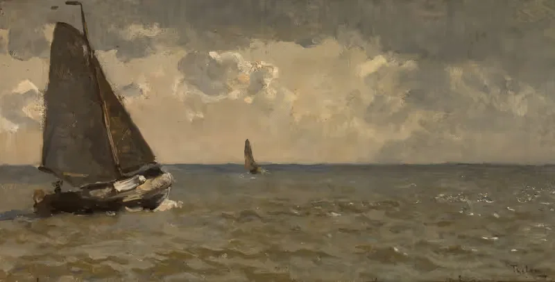 Лодка на море (бурная погода) by Виллем Бастиан Толен, 1905-1910 — digital art print download