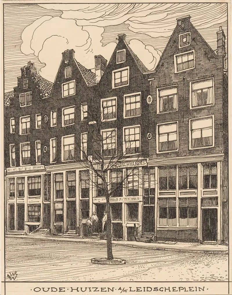 Oude huizen aan het Leidscheplein te Amsterdam — Willem Wenckebach