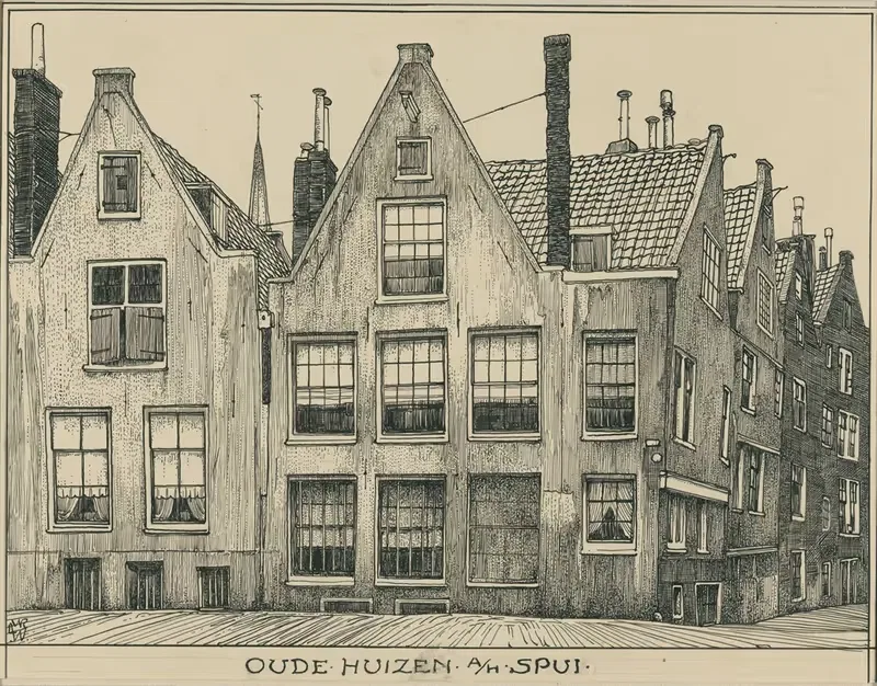 Oude huizen aan het Spui te Amsterdam — Willem Wenckebach