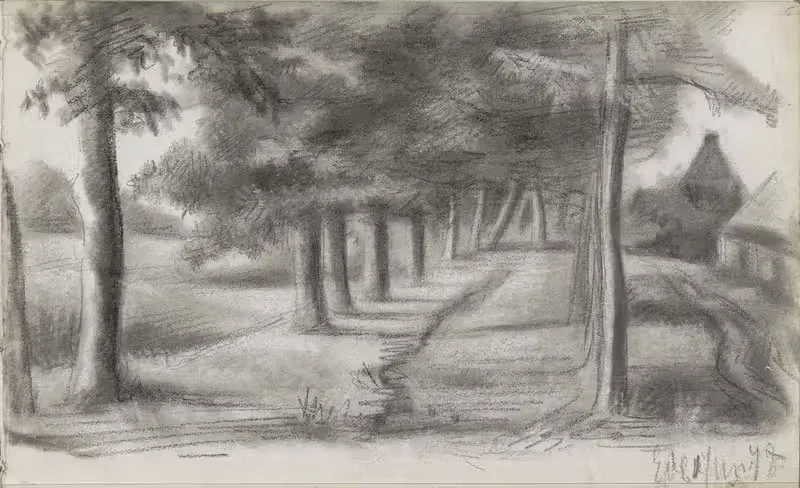 Gezicht op een laan in Ede — Willem Witsen