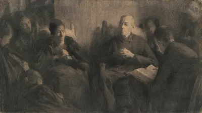 Reading the Bible by Pierre Jacques Dierckx, 1903 — digital art print download