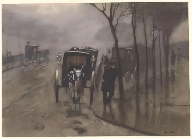 Wachtende rijtuigen, Londen — Willem Witsen