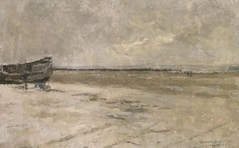 Beach Corner, Grey Weather (Beach View at De Panne) — Albert Baertsoen