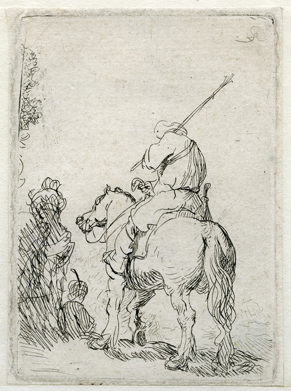 A Turbanded Soldier on Horseback — Rembrandt van Rijn