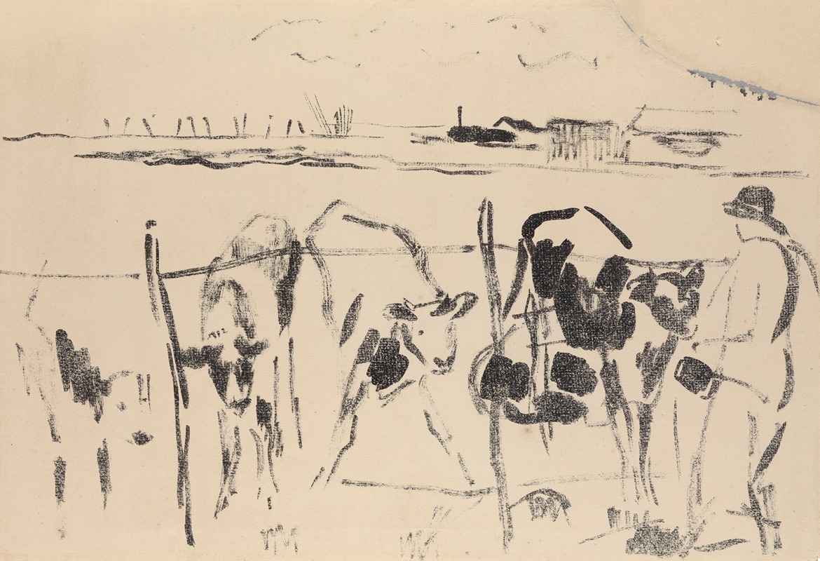 Calves in a Meadow by Рик Вутерс — digital art print download