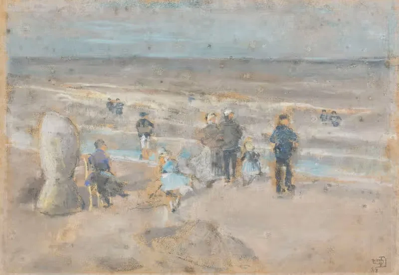 Figures on the Beach by Gustave Den Duyts, 1888 — digital art print download