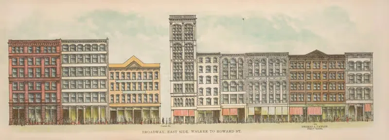 Broadway, East Side. Walker to Howard St. — Mail & Express