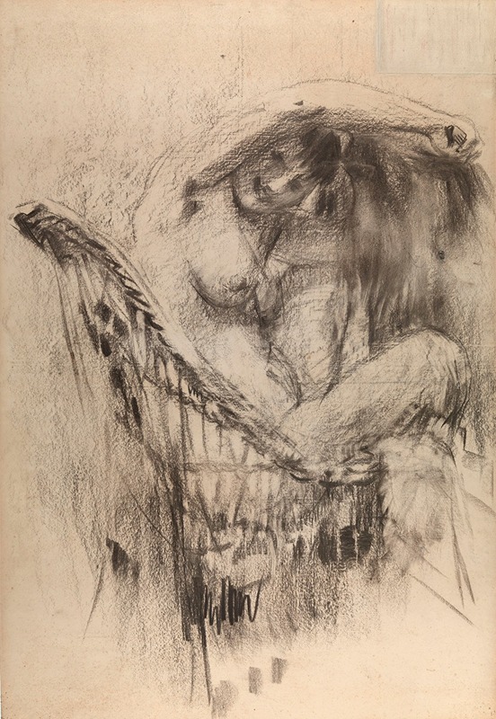 Nude in a Cane Chair by Рик Вутерс, 1911 — digital art print download