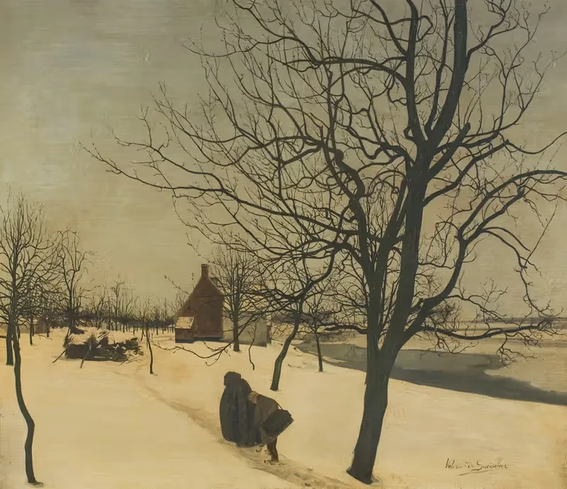 Tenant Farm in the Snow — Valerius De Saedeleer