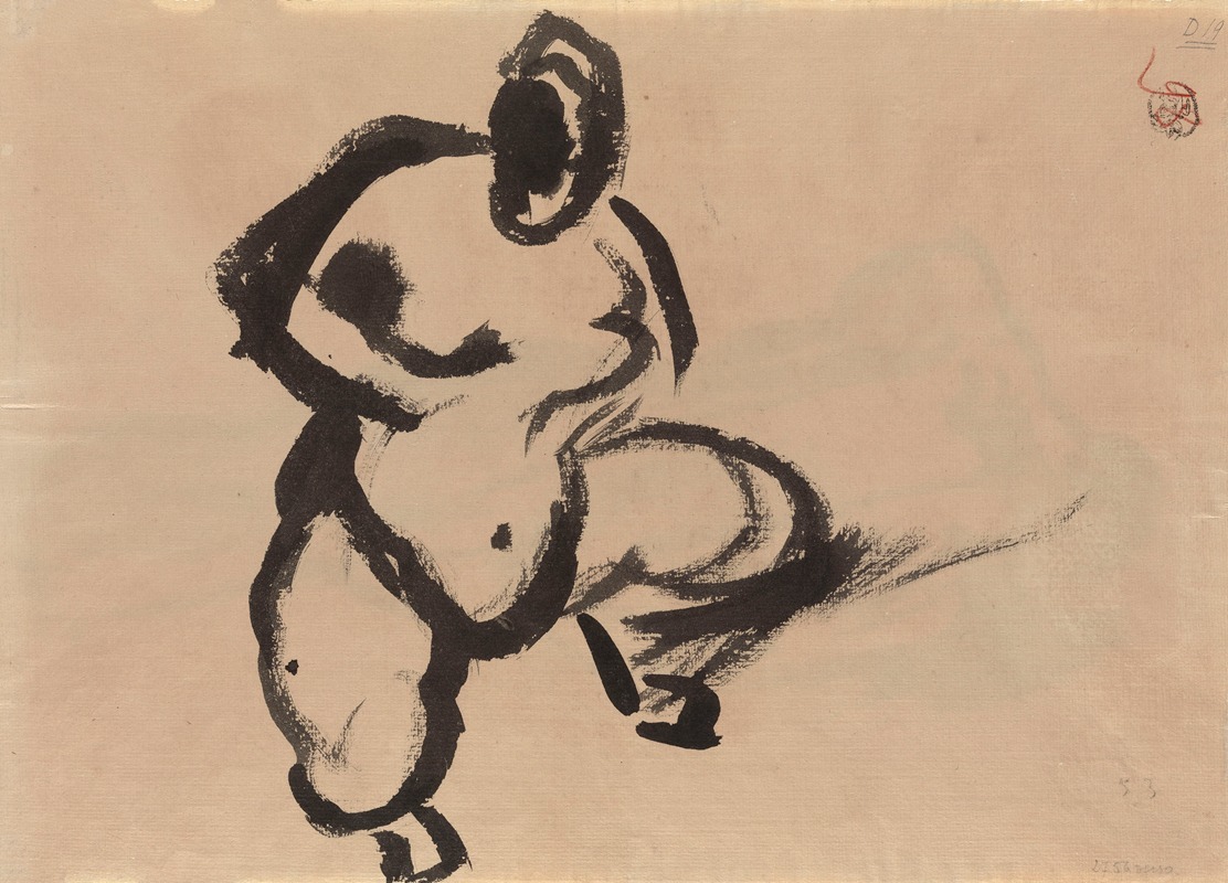 Squatting Nude by Рик Вутерс — digital art print download
