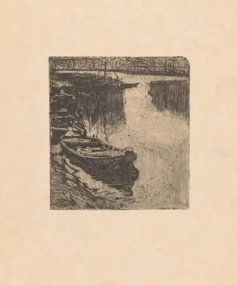 Afgemeerde roeiboten by Pieter Dupont, 1895 — digital art print download