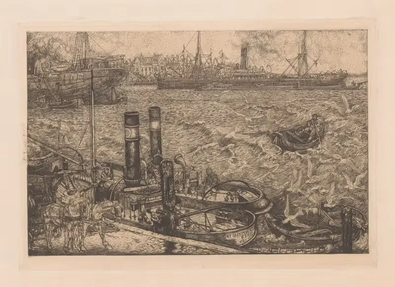 Гавань с буксирами в Роттердаме by Питер Дюпон, 1898 — digital art print download