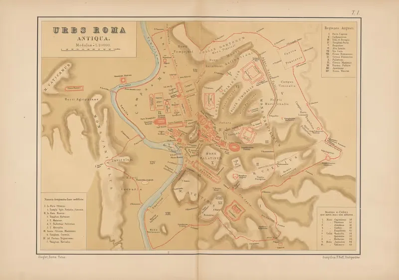 Plan des al ten Rom by Christoph Ziegler, 1882 — digital art print download