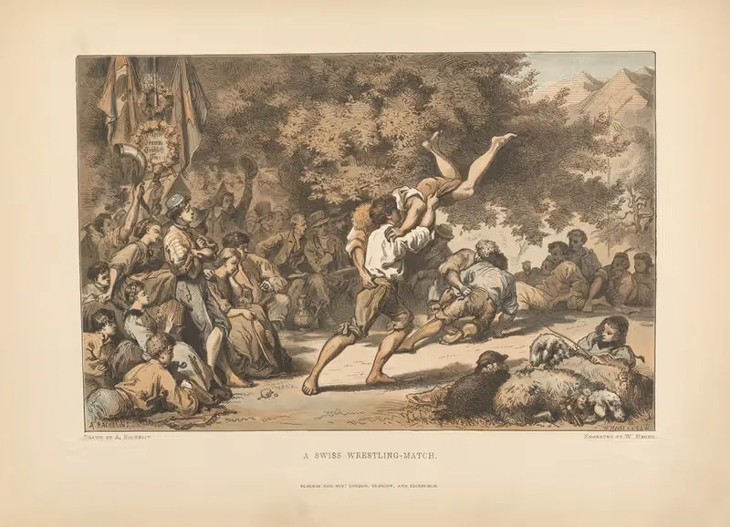 A. Bachelin – A Swiss Wrestling-match — Theodor Gsell Fels