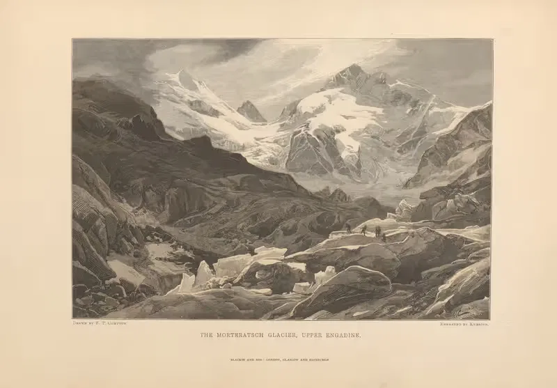 E. T. Compton – The Morteratsch Glacier, Upper Engadine by Theodor Gsell Fels, 1881 — digital art print download
