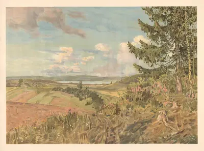 Валдайские холмы by Аркадий Афанасьевич Чумаков, 1910 — digital art print download