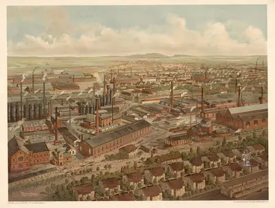 View of a Steel Factory by Erwin Pendl, 1890 — digital art print download