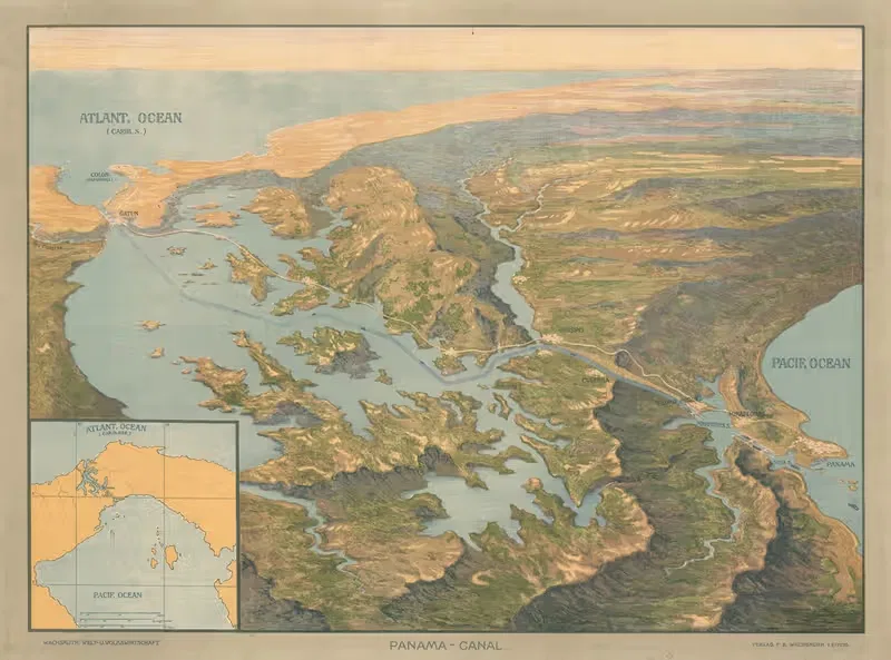 Panama – Canal by F. E. Wachsmuth, 1913 — digital art print download
