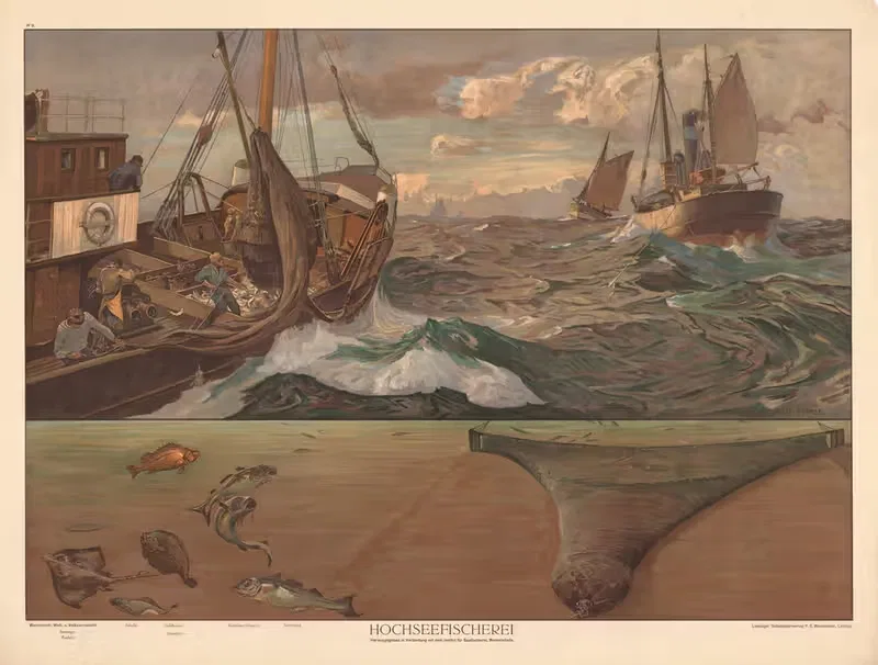 Глубоководная рыбалка by Ф. Э. Вахсмута, 1913 — digital art print download