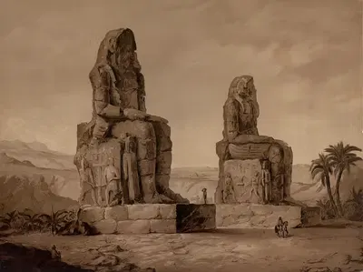 Colossi of Memnon by Josef Langl, 1883 — digital art print download