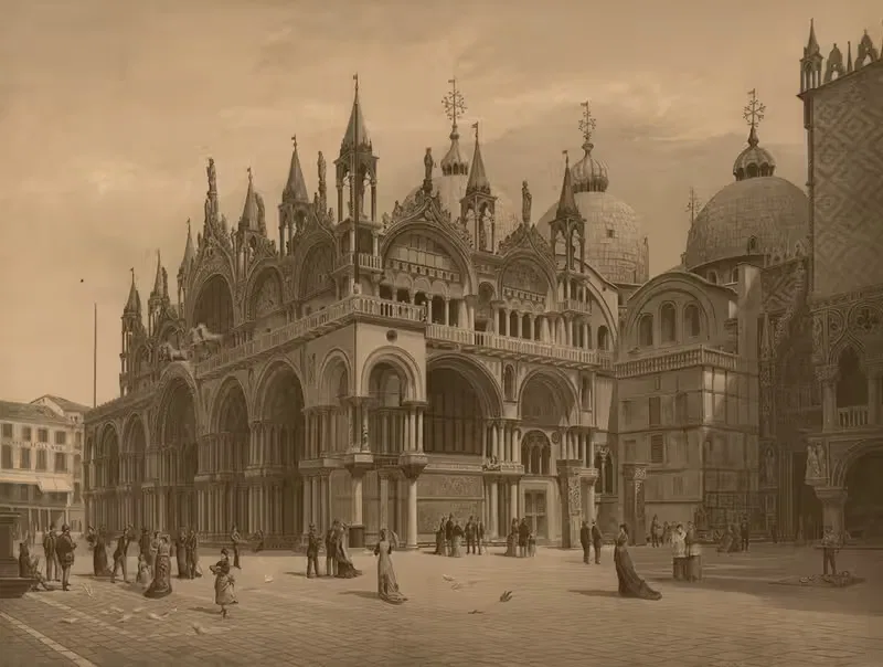 St Mark's Basilica, Venice by Josef Langl, 1883 — digital art print download