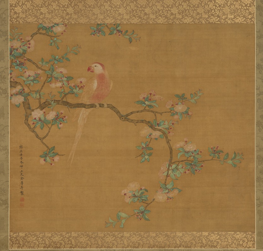 Parrot on a Pear Branch by Jin Zunnian, 1732 — digital art print download