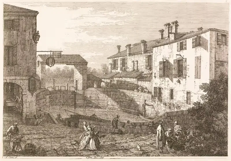Канал с шлюзом в Доло by Антонио Каналетто, 1735–1746 — digital art print download