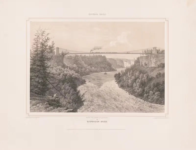 Ниагарский водопад. Подвесной мост by Август Кёлльнер, 1848 — digital art print download