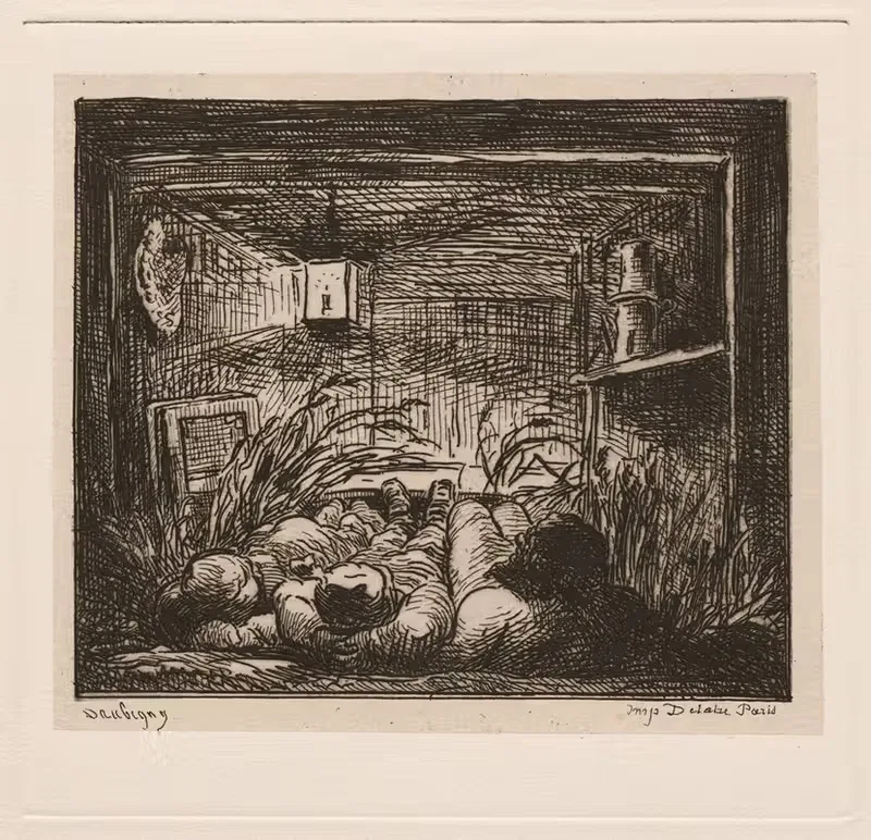 Укладывание спать на 'Ботине' (Ночь на лодке) by Шарль Франсуа Дюбини, 1862 — digital art print download