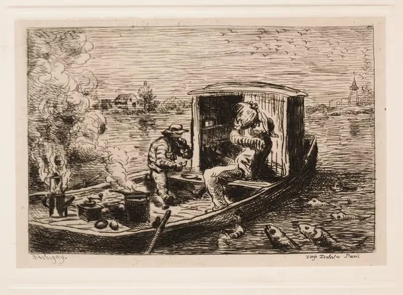 Обед на лодке by Шарль Франсуа Дюбини, 1862 — digital art print download