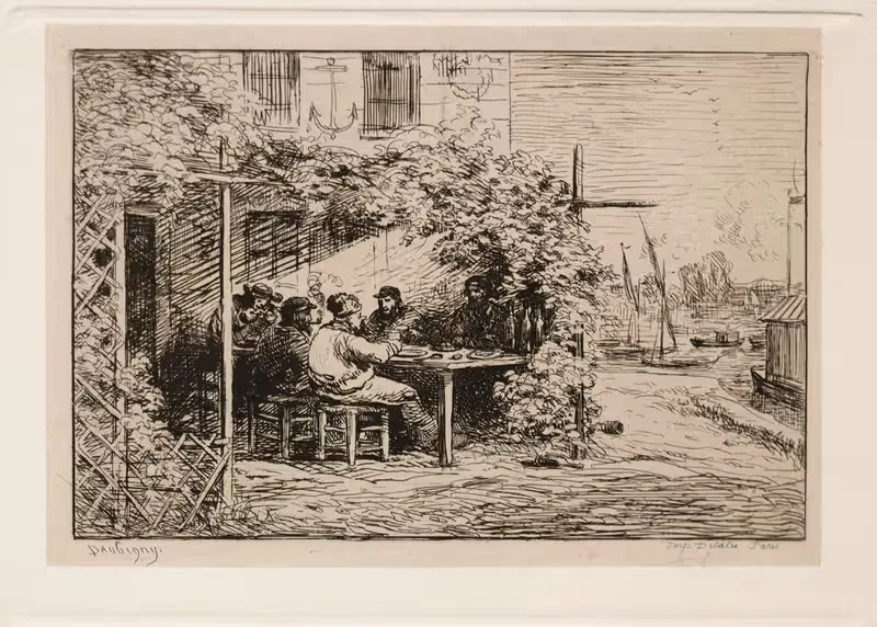 Обед перед посадкой на борт в Асниере by Шарль Франсуа Дюбини, 1862 — digital art print download