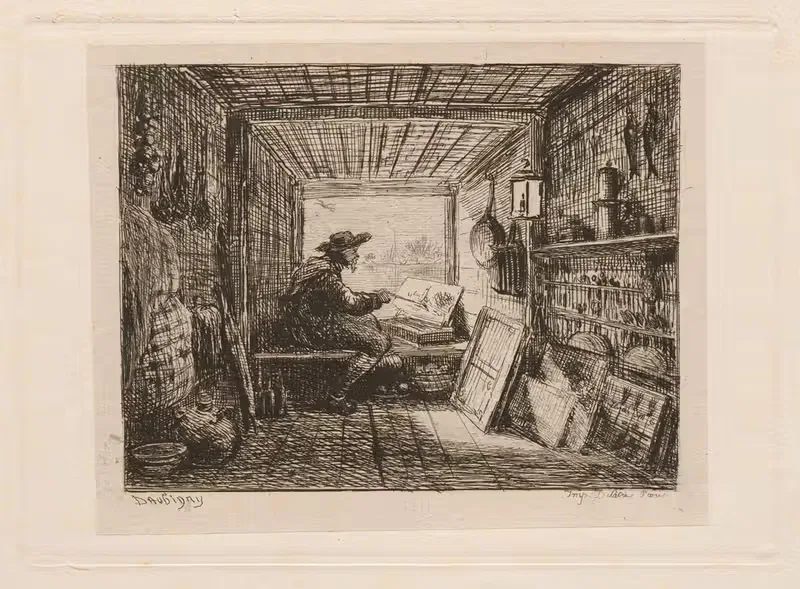 Студия на лодке by Шарль Франсуа Дюбини, 1862 — digital art print download