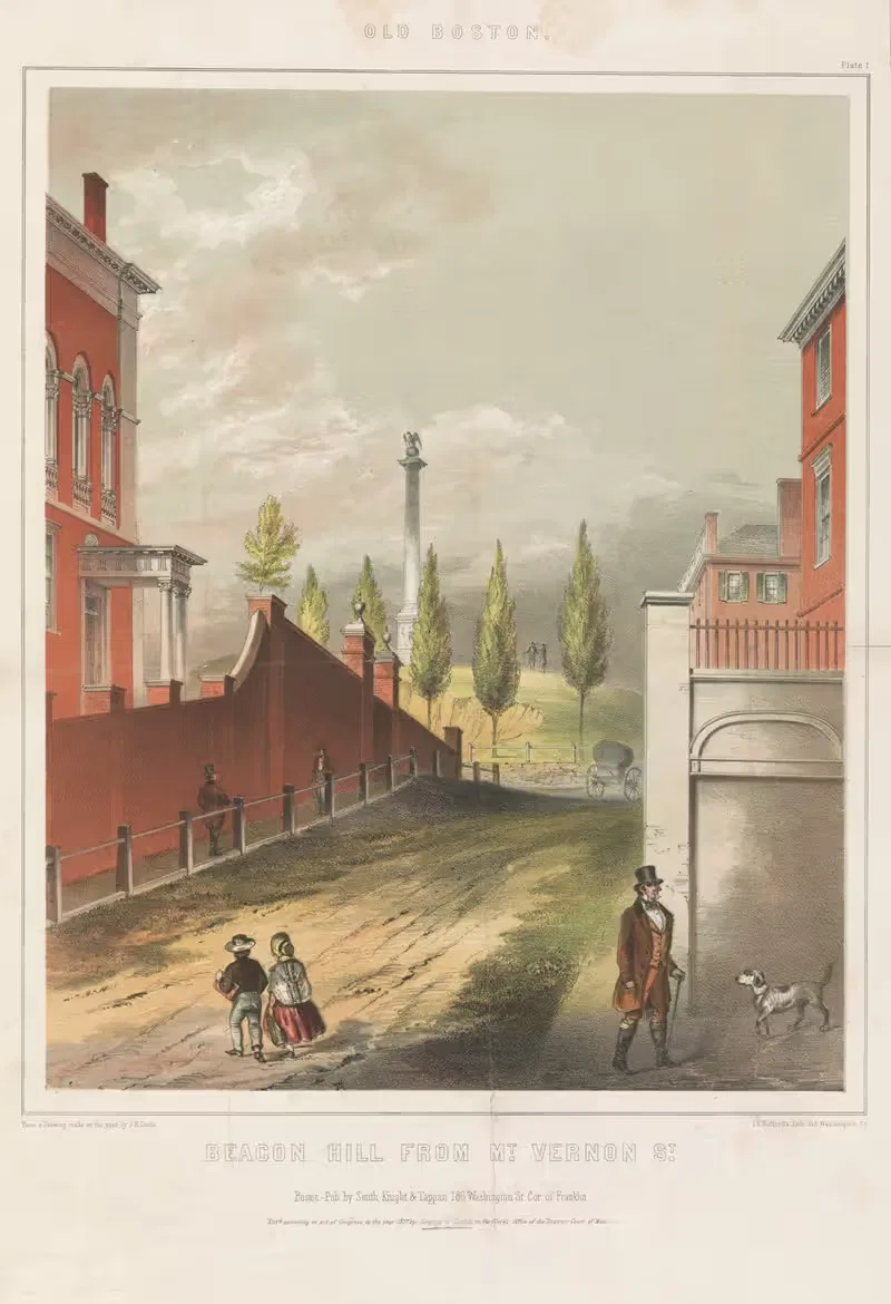 Холм Бикон с улицы Маунт-Вернон by Джон Рубенс Смит, 1858 — digital art print download
