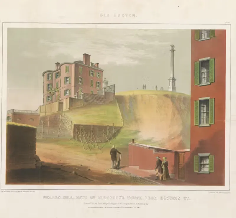 Beacon Hill, with Mr. Thurston's house, from Bowdoin St. — John Rubens Smith