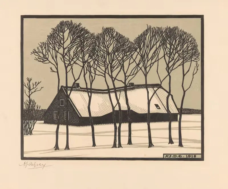 Ферма в снегу by Джули де Грааг, 1918 — digital art print download