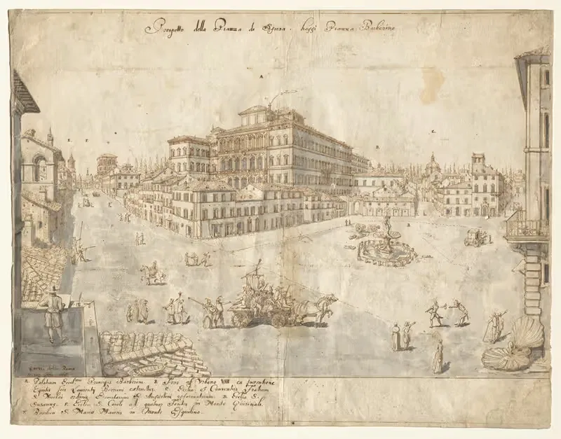 Площадь Барберини by Льевен Круйл, 1665 — digital art print download