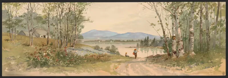 Голубые холмы, Кэмден, Мэн by Луис Кинни Харлоу, 1891 — digital art print download