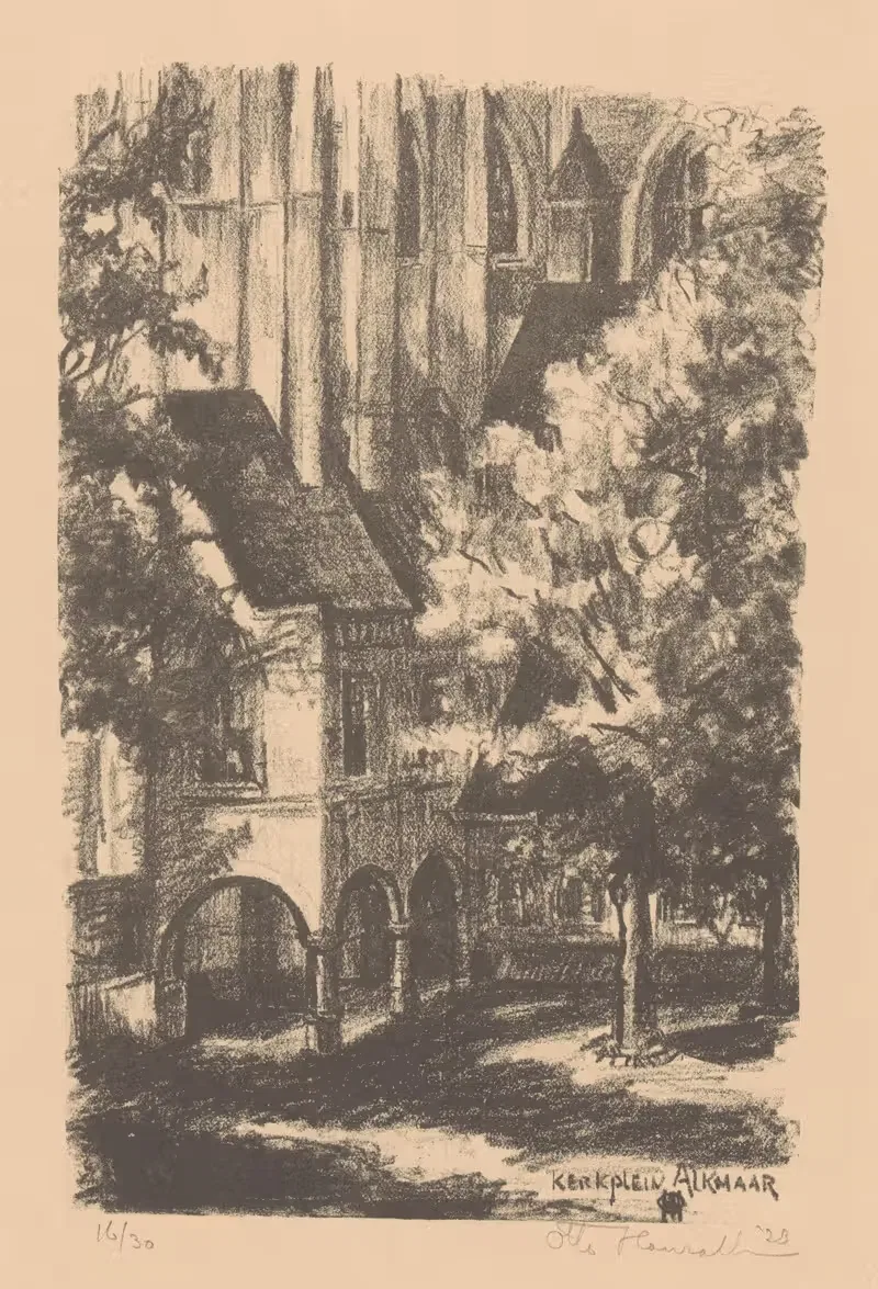 Церковная площадь, Алкмаар by Отто Ханрат, 1923 — digital art print download