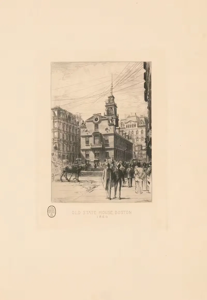 Старый государственный дом, Бостон 1880 by Сидни Лоутон Смит, 1900 — digital art print download