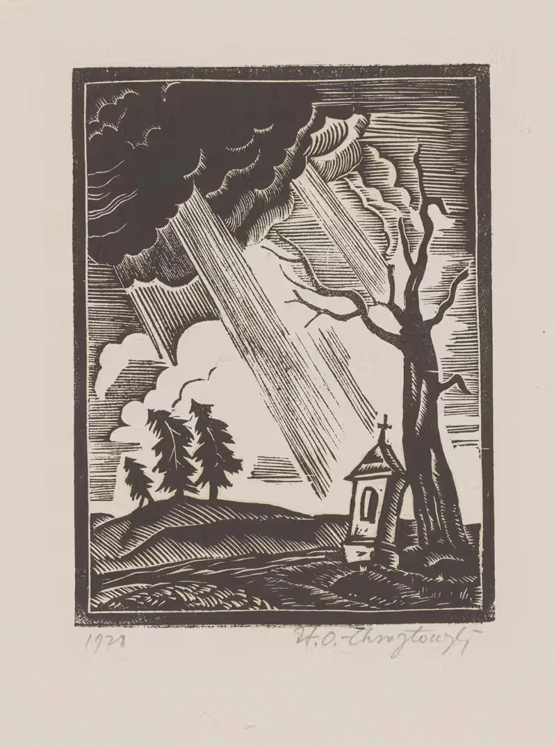 Капличка во время шторма by Станислав Остоja-Хростовский, 1928 — digital art print download