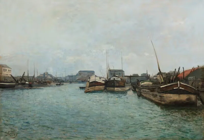 Vue d'un port, les péniches — Alfred Sisley