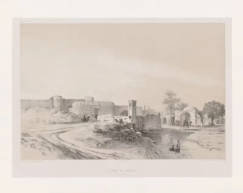 Porte de Chimrân Teheran by Eugène Flandin, 1843-1854 — digital art print download